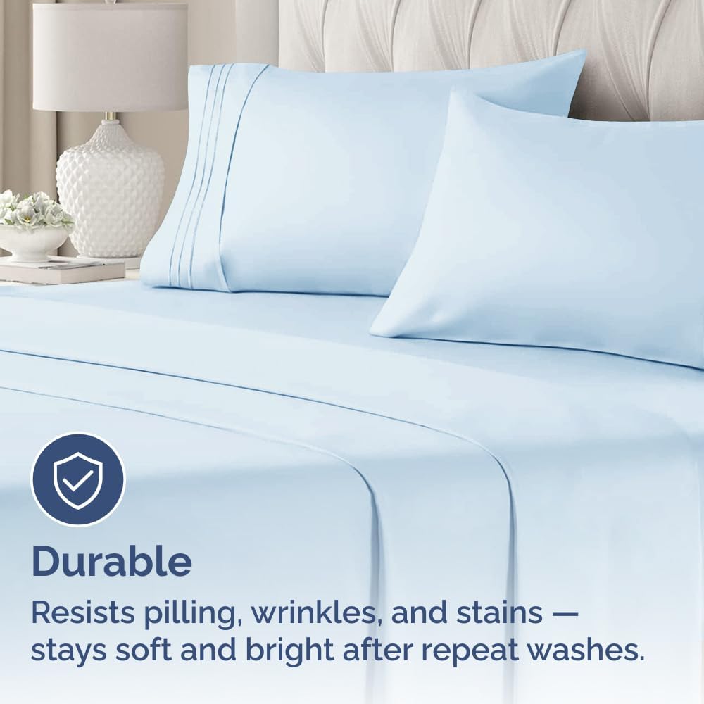 Skiennix Queen Pillow Cases Set of 4 | Ultra Soft Hotel Quality & Wrinkle-Free - Sky Blue