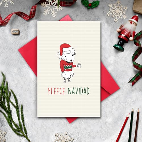 Funny Sheep Christmas Card - Cute Holiday Greeting for Family & Friends - Variation of Greeting Card199