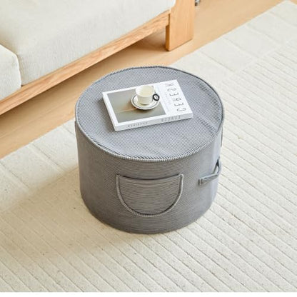 iYKYK Grey Pouf Ottoman Coffee Table Foot Rest 20x15 in - Velvet Cover