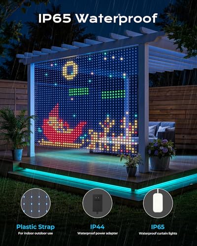1600 RGB LED Smart Curtain Lights with APP Control 6.6x6.6Ft - Waterproof Outdoor Indoor