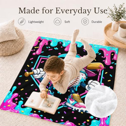 Purple Baseball Drip Blanket for Boys - Flannel Throw for Kids 40x50 inches
