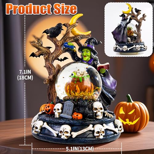 Halloween Snow Globe Lantern with Music & Lights - Witch Variation