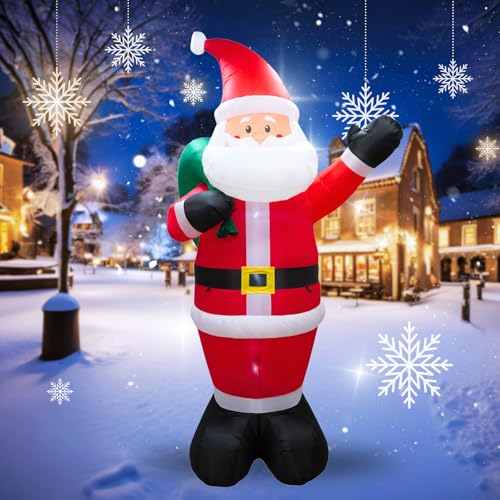 12Ft Inflatable Santa Christmas Yard Decoration with LED Lights Outdoor Holiday Decor