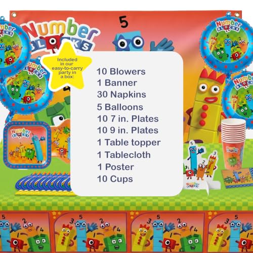 Numberblocks Deluxe Party Supplies Kit for 10 Guests - 79 Pieces