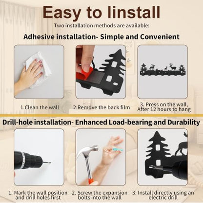 Deer Hook Rack 7-Hooks Adhesive & Screw Mount for Kitchen Bathroom Storage - Variation 2