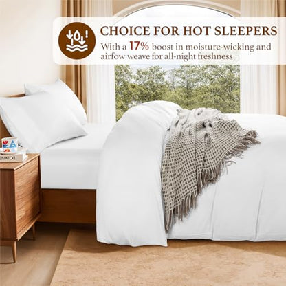 White Cotton King Duvet Cover Set - 1200 Thread Count Luxury Bedding