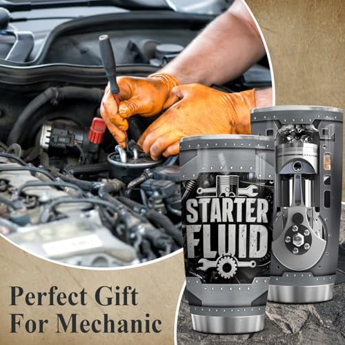 4LIEUBASMI Starter Fluid Coffee Mug - 20 Oz Tumbler for Men, Car Guy Gift, Automotive Travel Drinkware