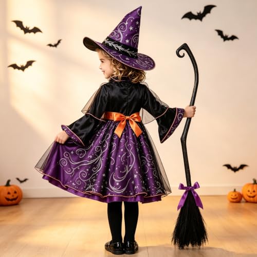 Halloween Witch Broom for Kids 130cm x 25cm Costume Accessory Black B - Cosplay Party