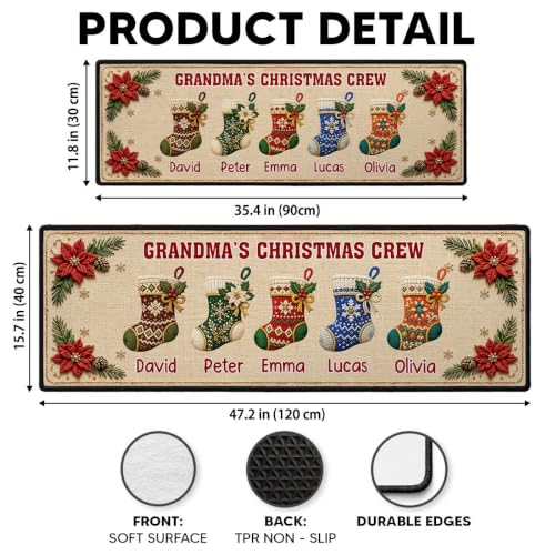 Holiday Gathering Custom Christmas Runner Rug for Grandparents House Doormat - Festive Family Gift