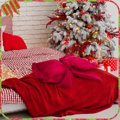 Large Christmas Red Bow Throw Pillow 18x16 Inch Decorative Holiday Cushion