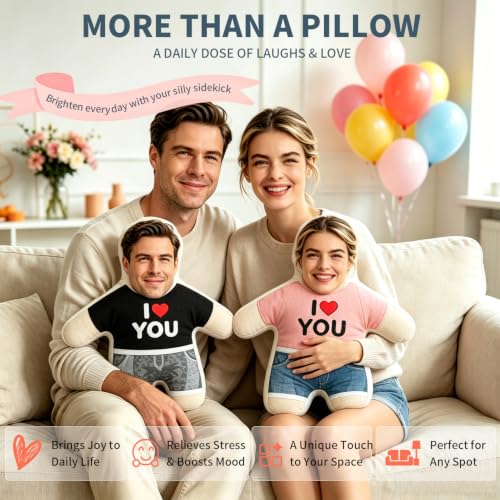 Personalized Custom Face Pillow Double Sided Photo Gift - Flexible Sizes