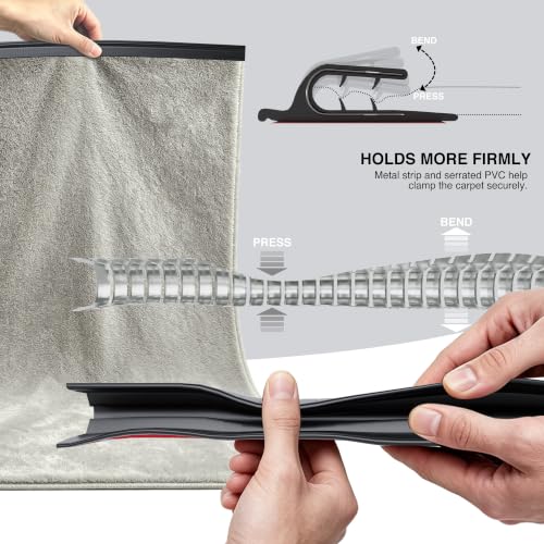 Carpet Edge Binding Trim with Metal Grip Core, 20FT Black Rug Edging