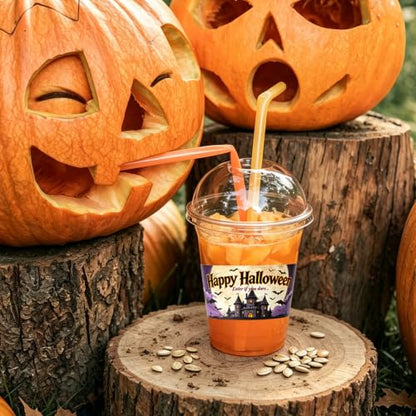 Halloween Waterproof Water Bottle Stickers - Pumpkin Ghost Witch Wraps, Party Decor, 48 Pieces