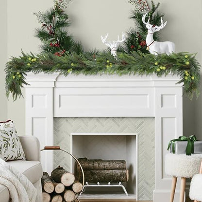 6ft Artificial Norfolk Pine Christmas Garland with Green Berries - Holiday Decor