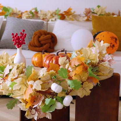 3 Pack Fall Leaf Garland with Lights - 17.7Ft Battery Operated Maple Leaves Autumn Decorations