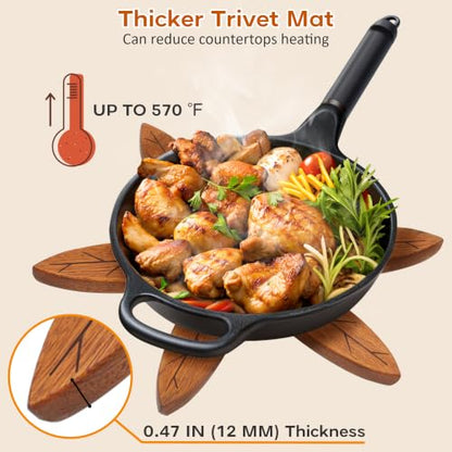 Wooden Tree-Shaped Trivet Set with Stand – 6 Pcs, Kitchen Hot Dish Protector
