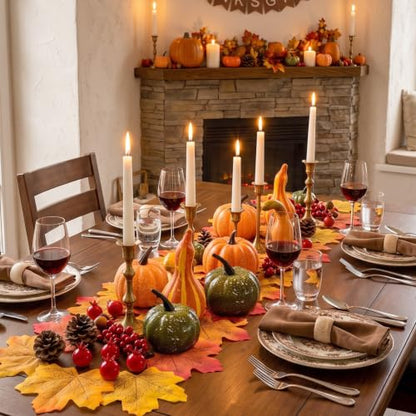 Mini Artificial Pumpkins Fall Decor Set Orange 57pcs Thanksgiving Halloween Table Centerpiece Wreaths