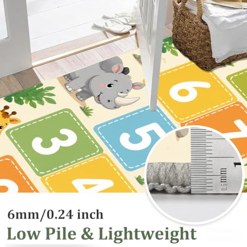 Kids Jungle Animals Runner Rug 1.4x7ft Non-Slip Educational Play Mat Pattern-1