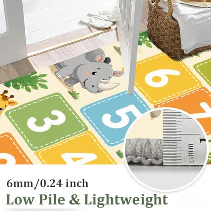 Kids Jungle Animals Runner Rug 1.4x7ft Non-Slip Educational Play Mat Pattern-1