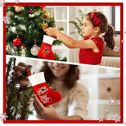 Mini Christmas Stockings Set of 48 - 5 Inch Holiday Tree Decorations