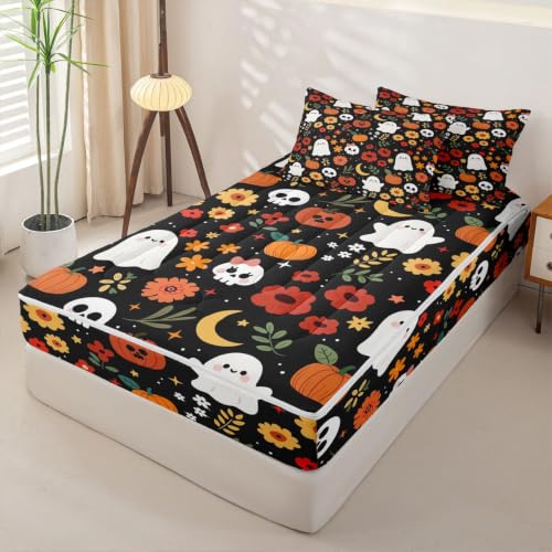 Feelyou Ghost Twin Zipper Comforter Bedding Set for Kids - Halloween Decor