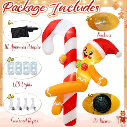 Funny Christmas Inflatable Decorations Outdoor Gingerbread Dancing with Candy Cane