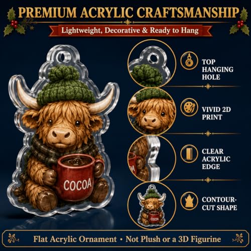 Highland Cow Advent Calendar 2026 - 24 Days Christmas Countdown Decor, Cow Figurines