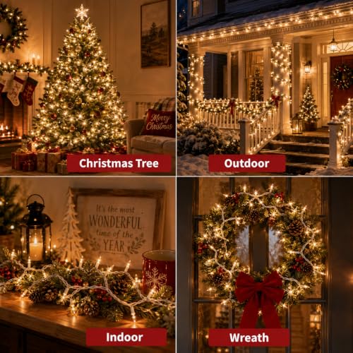 Warm White Christmas Lights 21ft 100 Incandescent Mini Bulbs Connectable