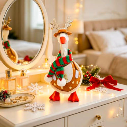 Christmas Reindeer Desk Goose Outfit - Holiday Office Decor Accessory