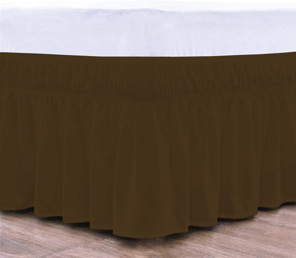 Wrap Around Bed Skirt, Luxurious 100% Egyptian Cotton 800 Thread Count 1 Pcs Bed Skirt, 18" Inch Drop - Twin Size (39" X 75") Inch, Chocolate Solid