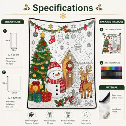 DIY Coloring Blanket Christmas Variation - Washable Sherpa Fleece with Markers