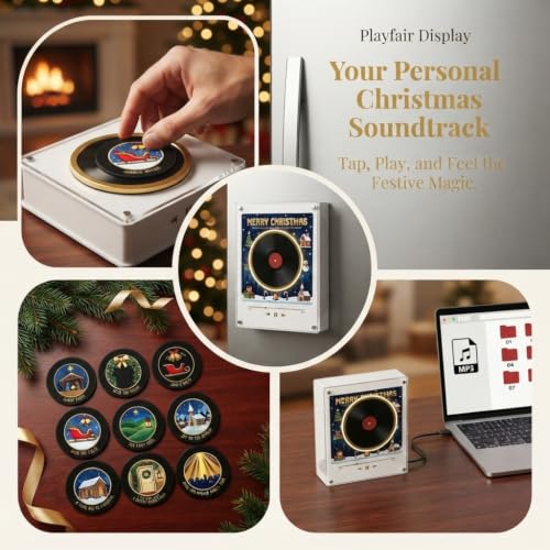 Christmas Vinyl Fridge Magnet Player with NFC Music Discs USB-C