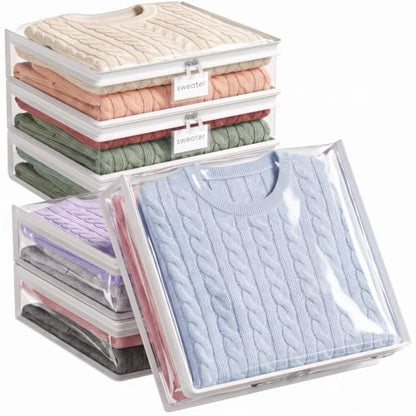 Lifewit 15.7 x 13.8 x 3.9 Inch Clear Zippered Storage Bags 6-Pack for Clothing & Linens