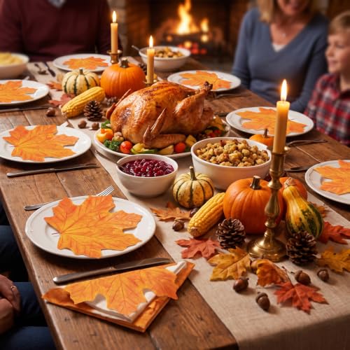 Fall Leaf Luncheon Napkins - Autumn Thanksgiving Maple Leaves Pack of 100