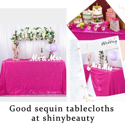 Sequin Rectangle Tablecloth 90x132 Inches Hot Pink Glitter Linen for Weddings & Parties - Variation: Hot Pink / 132" x 90"