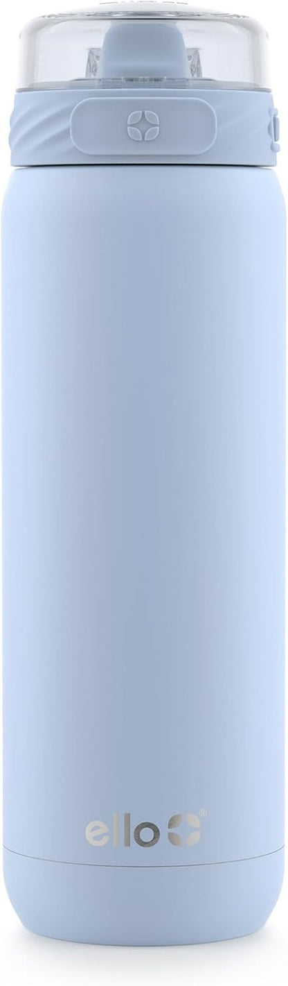 Ello Cooper 32oz Stainless Steel Water Bottle - Double-Walled, Vacuum Insulated, Leak-Proof | Halogen Blue