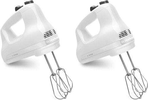 KitchenAid 5 Ultra Power Hand Mixer - High Speed, White | Set of 2 for Effortless Mixing