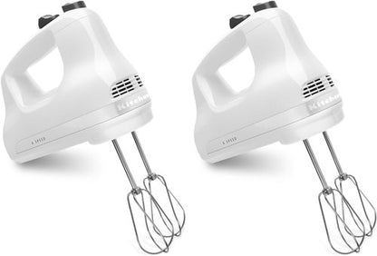 KitchenAid 5 Ultra Power Hand Mixer - High Speed, White | Set of 2 for Effortless Mixing