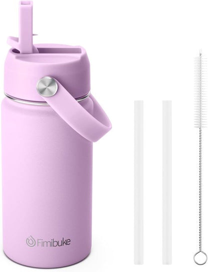Fimibuke Kids Insulated Water Bottle - 14oz BPA-Free Stainless Steel Tumbler | Leak-Proof Design in Lilac