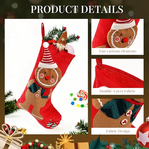 Gingerbread Man Christmas Stockings - Personalized Holiday Decor Set of 2