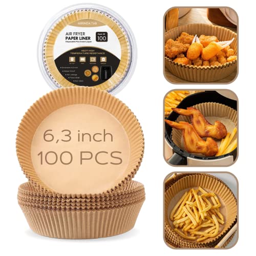 Air fryer filters, Ninja foodi accessories, Round Liners for Baking Roasting Microwave, Compatible with Corsori, Ninja, Cuisinart Air Fryer and More (100Pcs-6.3 inch)