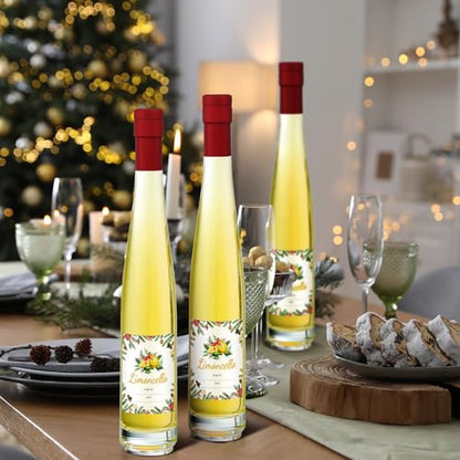 6 Pack 12 Oz Glass Bottles with Lids for Limoncello and Christmas Decorations