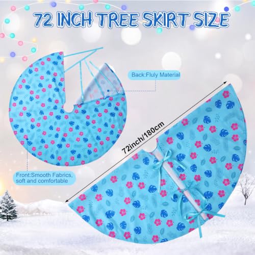 Soulchen 72 Inch Blue Cartoon Christmas Tree Skirt - Tropical Floral Design
