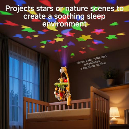 Baby Crib Mobile with Music Lights & Remote Control - Soothing Nursery Toy