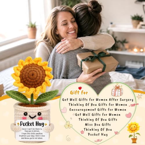 Pocket Crocheted Sunflower Gift - Long-Distance Hug for Women