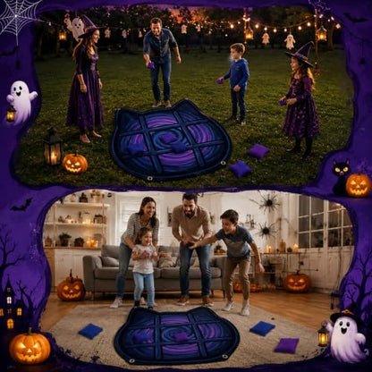 Giant Halloween Cat Tic Tac Toe Lawn Game for Parties & Outdoor Fun
