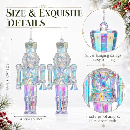 Iridescent Christmas Nutcracker Ornaments - Set of 6 Holiday Decorations