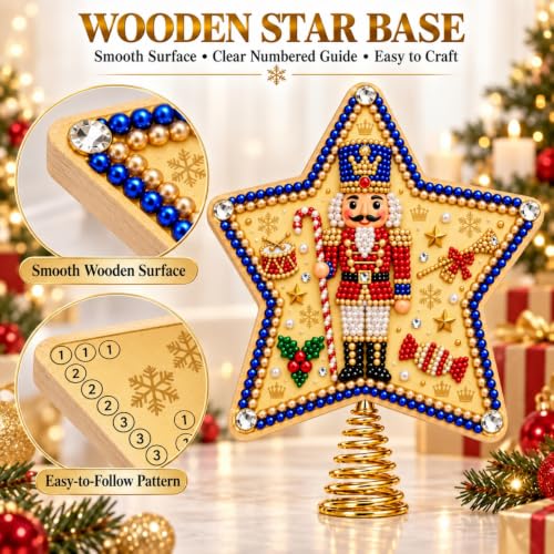 Christmas Tree Topper Kit Pearl Diamond Art Star Nutcracker 7.87in - Nutcracker Variation