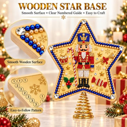 Christmas Tree Topper Kit Pearl Diamond Art Star Nutcracker 7.87in - Nutcracker Variation
