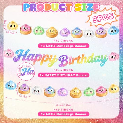 Colorful Dumpling Birthday Banner - Paper Dumpling Themed Party Decorations